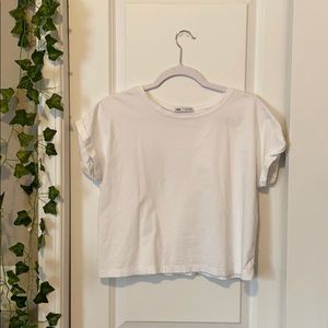 Zara white cropped tee